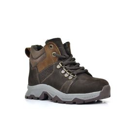 Rakerplus Hakiki Deri Kahverengi Fermuarlı Trekking Çocuk Bot