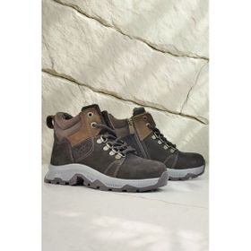 Rakerplus Hakiki Deri Kahverengi Fermuarlı Trekking Çocuk Bot