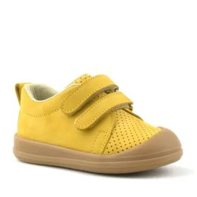 Rakerplus Hakiki Deri Sarı Cırtlı Anatomik Bebek Spor Ayakkabı Sneaker