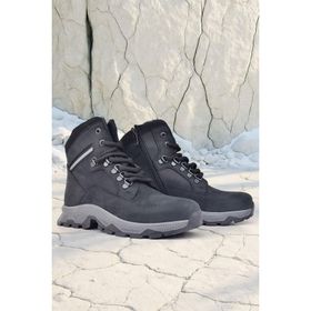 Rakerplus Hakiki Deri Siyah Süet Bağcıklı Fermuarlı Trekking Çocuk Bot