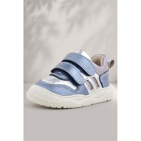 Rakerplus Schaggy Hakiki Deri Metalik Mavi Gümüş Bebek Spor Ayakkabı