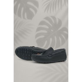 Rakerplus Siyah Cilt Erkek Çocuk Mokasen Ayakkabı