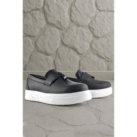 Rakerplus Siyah Mat Beyaz Taban Loafer Klasik Çocuk Ayakkabısı