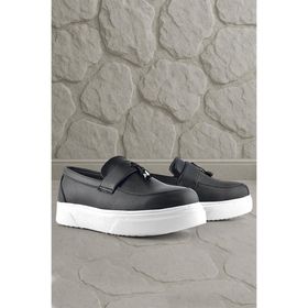 Rakerplus Siyah Mat Beyaz Taban Loafer Klasik Çocuk Ayakkabısı