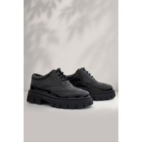 Rakerplus Siyah Rugan Bağcıklı Oxford Kız Çocuk Günlük Ayakkabı