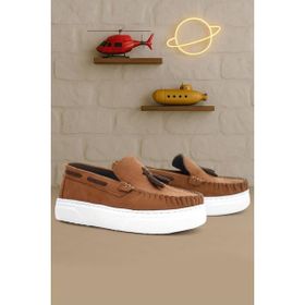 Rakerplus Taba Süet Erkek Çocuk Klasik Makosen Ayakkabı
