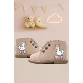 Rakerplus Tbons Handmade Hakiki Deri Pudra Özel Tasarım Kız Bebek Bot