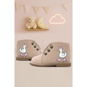 Rakerplus Tbons Handmade Hakiki Deri Pudra Özel Tasarım Kız Bebek Bot