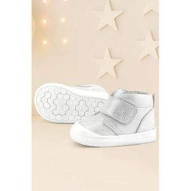 Rakerplus Yoohoo Hakiki Deri Beyaz Simli Cırtlı Unisex Bebek Bot