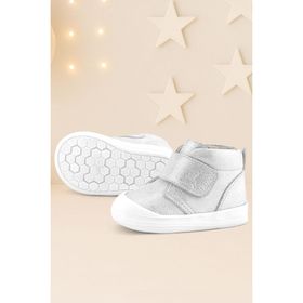 Rakerplus Yoohoo Hakiki Deri Beyaz Simli Cırtlı Unisex Bebek Bot