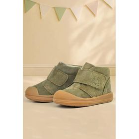 Rakerplus Yoohoo Hakiki Deri Haki Yeşil Cırtlı Unisex Bebek Bot