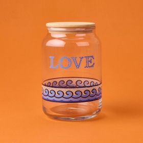 Rakle Blue Mosaiq Love 970 ml Renkli Kapaklı Cam Kavanoz