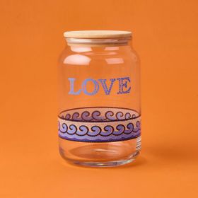 Rakle Blue Mosaiq Love 970 ml Renkli Kapaklı Cam Kavanoz