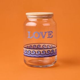 Rakle Blue Mosaiq Love 970 ml Renkli Kapaklı Cam Kavanoz