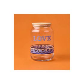 Rakle Blue Mosaiq Love 970 ml Renkli Kapaklı Cam Kavanoz