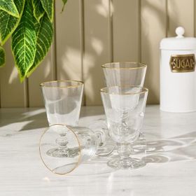 Rakle Pure Altın Yaldızlı 280 ml 4'lü Ayaklı Su Bardağı Seti