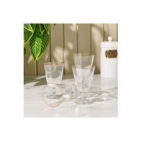 Rakle Pure Altın Yaldızlı 280 ml 4'lü Ayaklı Su Bardağı Seti