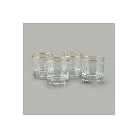 Rakle Star 300 ml Sarı Şeffaf Altın Yaldızlı 4'lü Bardak Seti
