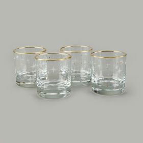 Rakle Star 300 ml Sarı Şeffaf Altın Yaldızlı 4'lü Bardak Seti