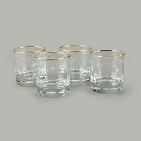 Rakle Star 300 ml Sarı Şeffaf Altın Yaldızlı 4'lü Bardak Seti