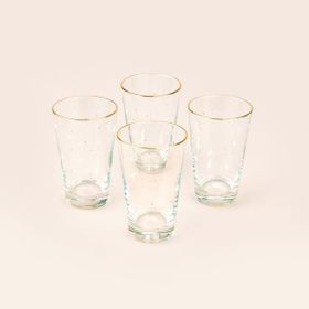 Rakle Star Altın Yaldızlı 4'lü Sarı / Şeffaf - 395 ml Meşrubat Bardağı Seti