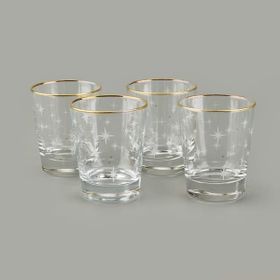 Rakle Star Altın Yaldızlı Sarı Şeffaf 270 ml 4'lü Su Bardağı Seti