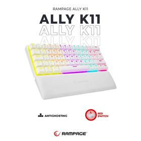 Rampage Ally K11 Beyaz Rainbow Q Bilek Destekl Blue Switch Gaming Oyuncu Klavye