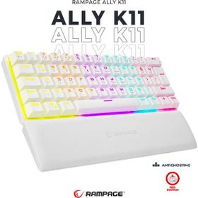 Rampage Ally K11 Beyaz Rainbow Q Bilek Destekl Blue Switch Gaming Oyuncu Klavye