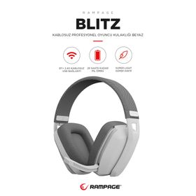 Rampage Blıtz Wireless 2.4G+ Bluetooth Mikrofonlu Kablosuz Beyaz Gri Oyuncu Kulaklığı