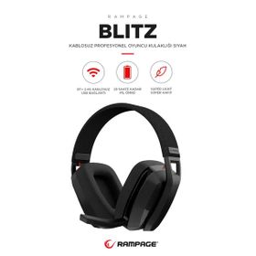 Rampage Blıtz Wireless 2.4G+ Bluetooth Mikrofonlu Kablosuz Siyah Oyuncu Kulaklığı
