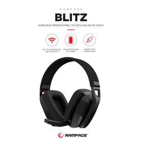Rampage Blıtz Wireless 2.4G+ Bluetooth Mikrofonlu Kablosuz Siyah Oyuncu Kulaklığı