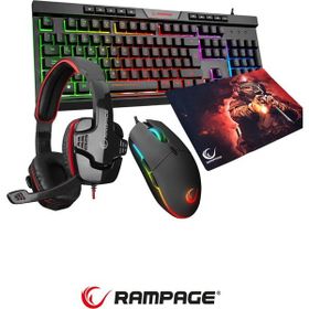 Rampage Bygamex K2 Süper 4'lü Oyuncu Mouse Pad + Mouse + Klavye + Kulaklık Set