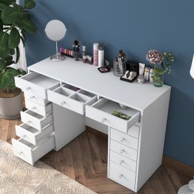 Rani BJ106 13 Çekmeceli Takı Düzenleyici Beyaz Makyaj Masası