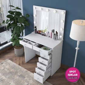 Rani BJ115 Hollywood Işıklı Aynalı Kulis Makyaj Masası