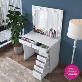 Rani BJ115 Hollywood Işıklı Aynalı Kulis Makyaj Masası
