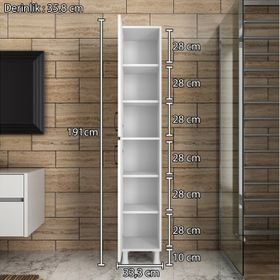 Rani F1 M1 Beyaz 2 Kapaklı 6 Raflı Çok Amaçlı Dolap