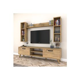 Rani M5 Ceviz A5 Duvar Raflı Kitaplıklı Tv Ünitesi
