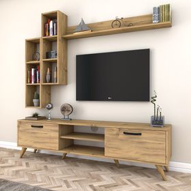 Rani Mobilya A5 M16 405 Ceviz Duvar Raflı Kitaplıklı Tv Ünitesi