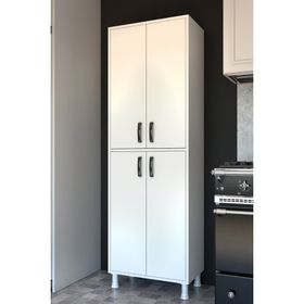 Rani Mobilya Beyaz M4 F1 Çok Amaçlı 4 Kapaklı 6 Raflı Mutfak Dolabı