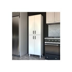 Rani Mobilya Beyaz M4 F1 Çok Amaçlı 4 Kapaklı 6 Raflı Mutfak Dolabı