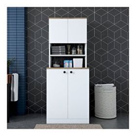 Rani Mobilya KD102 Beyaz Sepet Ceviz Banyo Dolabı