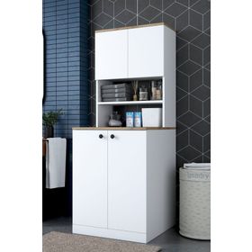 Rani Mobilya KD102 Beyaz Sepet Ceviz Banyo Dolabı