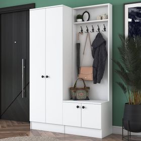 Rani P6 M11 Beyaz Modern Portmanto Ayakkabılık Vestiyer
