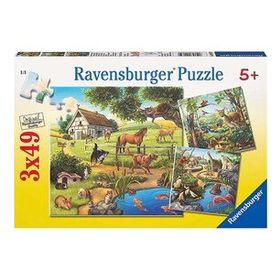Ravensburger 092659 3X49 Parça Kır Evi Ve Hayvanlar Puzzle
