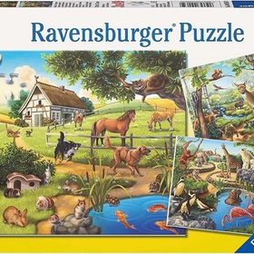 Ravensburger 092659 3X49 Parça Kır Evi Ve Hayvanlar Puzzle