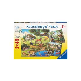 Ravensburger 092659 3X49 Parça Kır Evi Ve Hayvanlar Puzzle