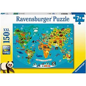 Ravensburger 132874 150 Parçalı Hayvanlı Harita Puzzle