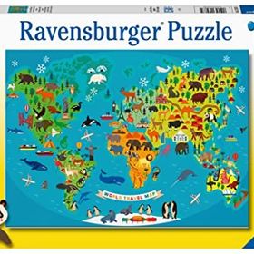 Ravensburger 132874 150 Parçalı Hayvanlı Harita Puzzle