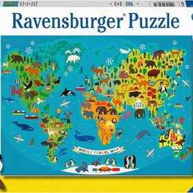 Ravensburger 132874 150 Parçalı Hayvanlı Harita Puzzle