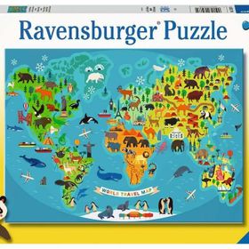 Ravensburger 132874 150 Parçalı Hayvanlı Harita Puzzle